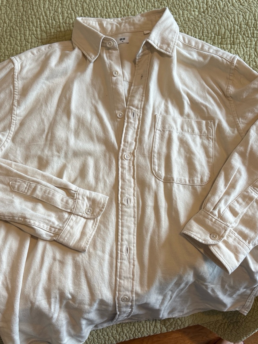 Uniqlo Cream Button-Down Casual Long Sleeve Shirt